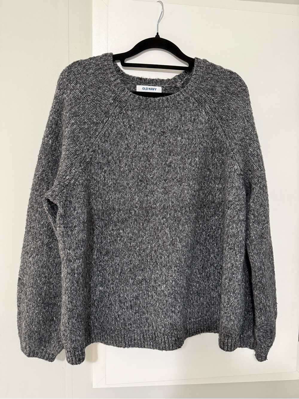 248. Old Navy Women’s Heather Charcoal Black Marlo Sweater Balloon Sleeve
